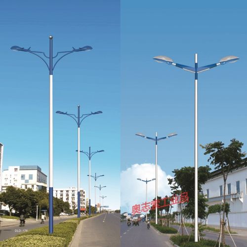 定制市電LED雙頭市政路燈立桿 6/7/8/10米雙臂景觀照明解決方案